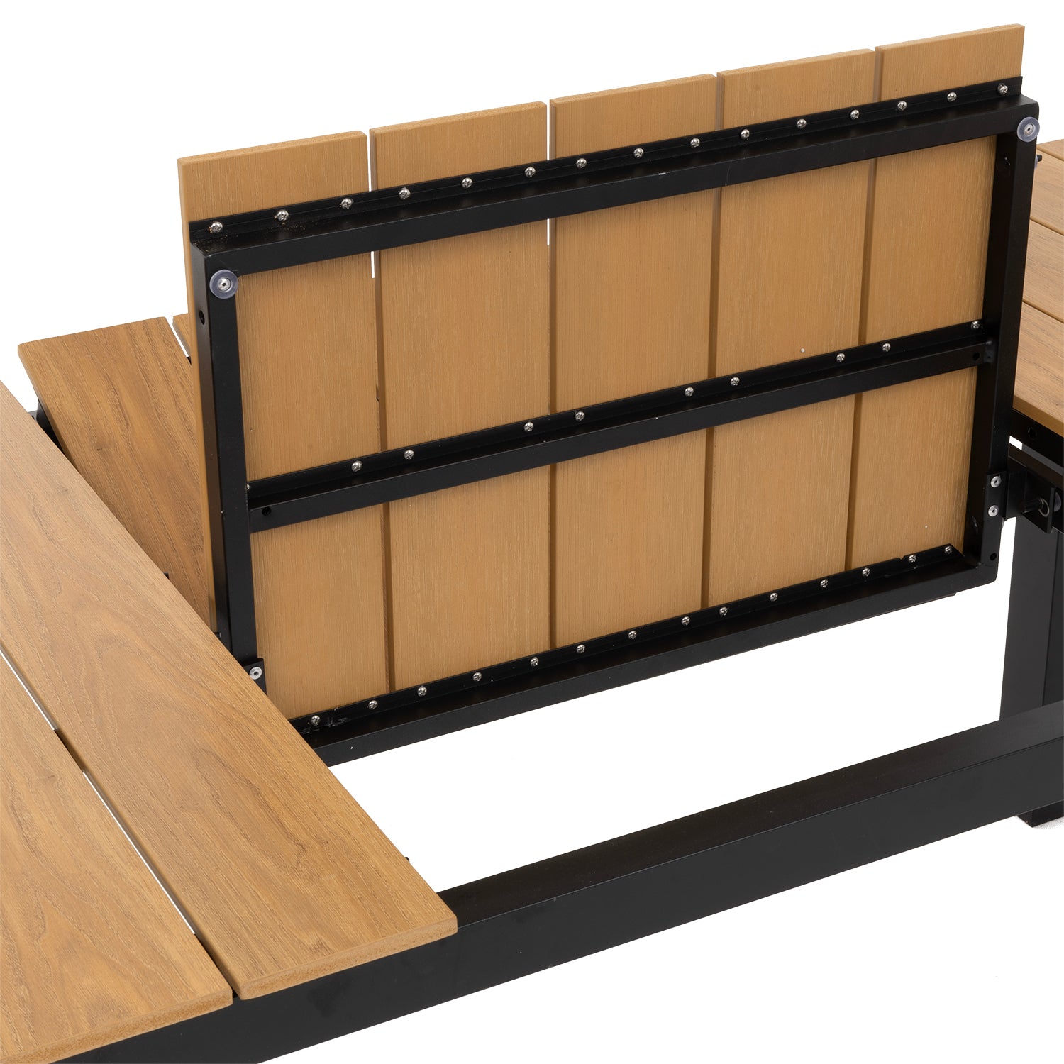 VESTIAMO CASA GIARDINO - Set da giardino 7 pezzi Tavolo Estensibile con 6 Sedie struttura in alluminio Nero e top in Polywood